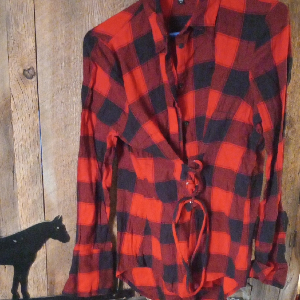 Express Red and Black Checkered Women's Jacket